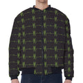 Green Heartbeat Pattern Print Zip Sleeve Bomber Jacket