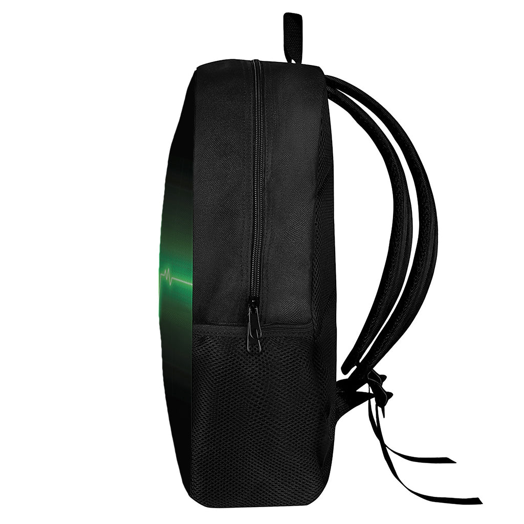 Green Heartbeat Print 17 Inch Backpack