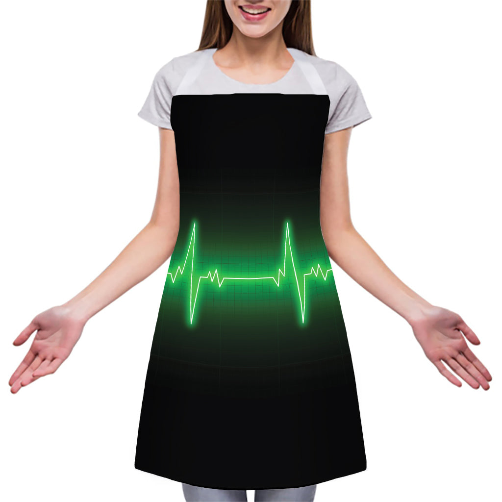 Green Heartbeat Print Adjustable Apron