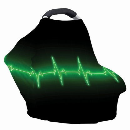 Green Heartbeat Print Baby Seat Cover