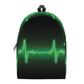 Green Heartbeat Print School Backpack