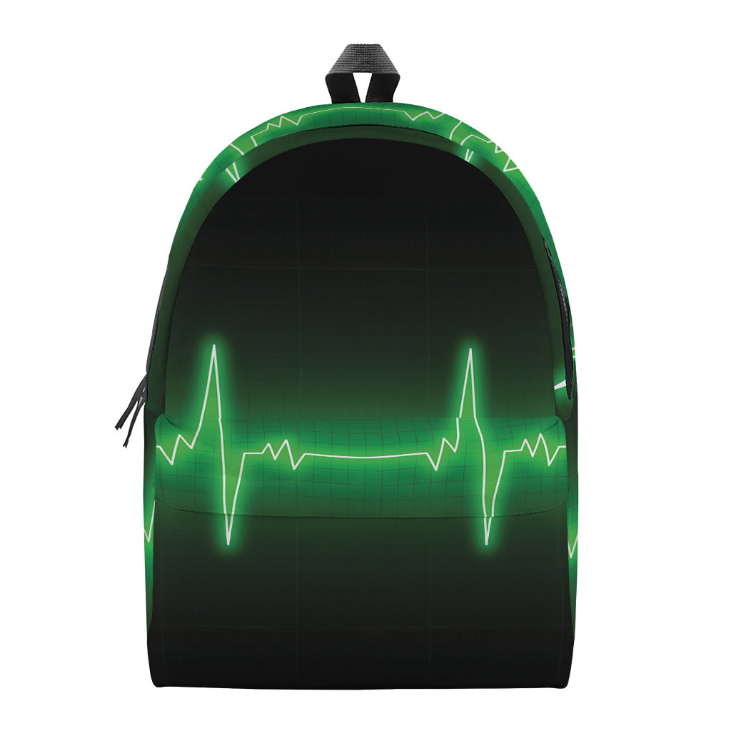 Green Heartbeat Print Backpack