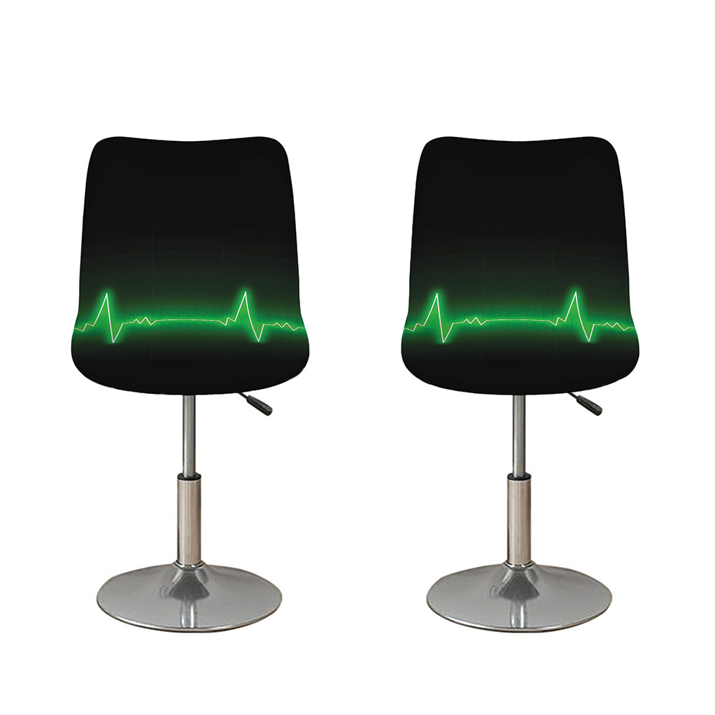 Green Heartbeat Print Bar Stool Covers