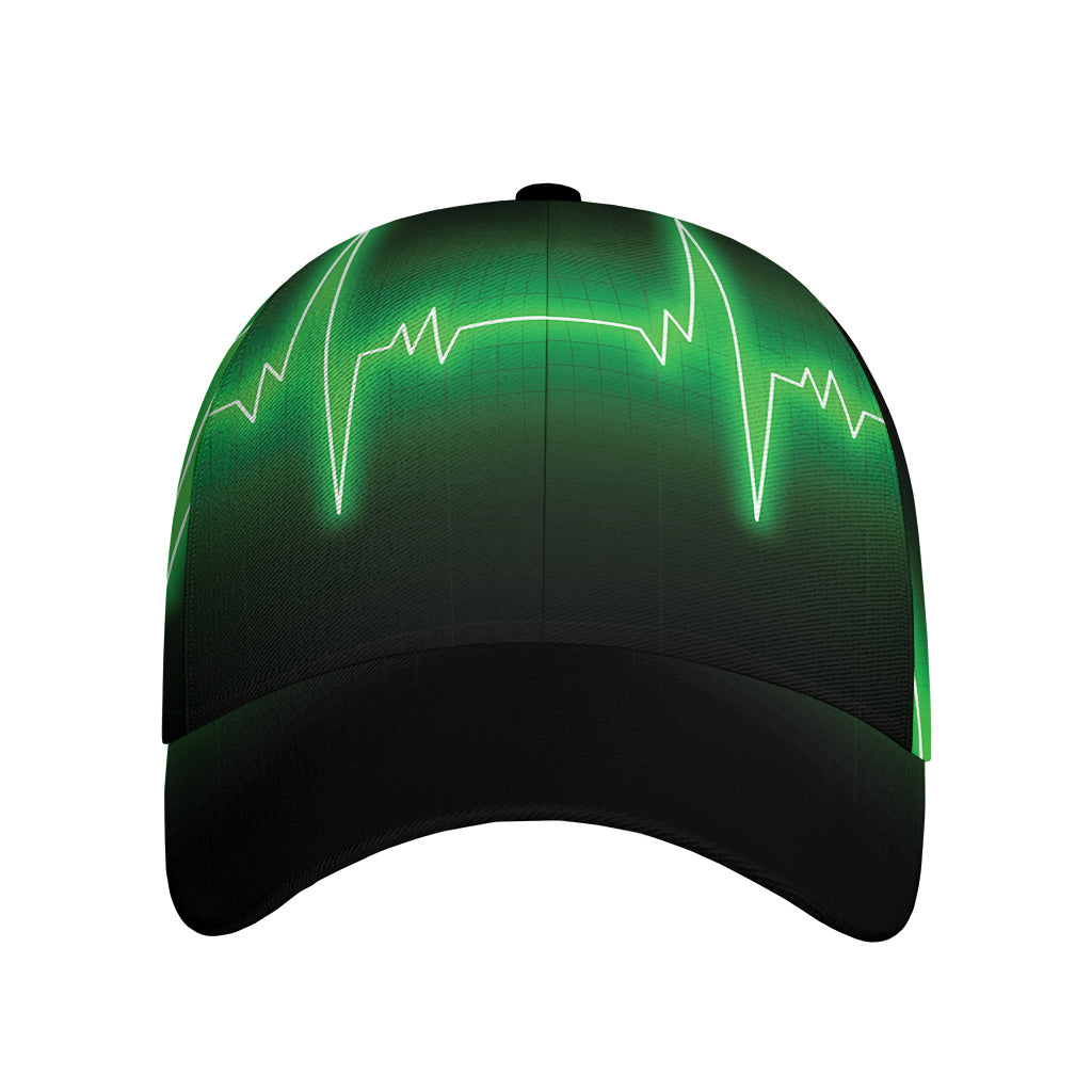 Green Heartbeat Print Baseball Cap