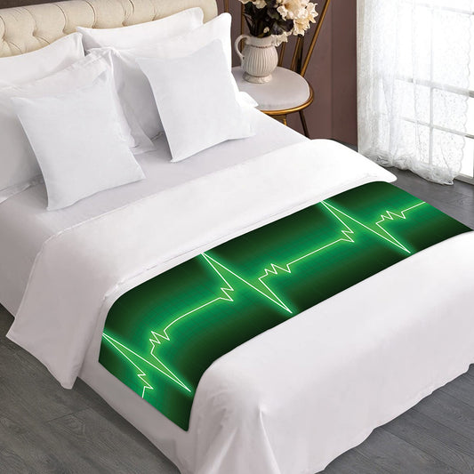 Green Heartbeat Print Bed Runner
