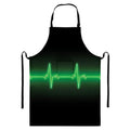 Green Heartbeat Print Bib Apron With Pocket