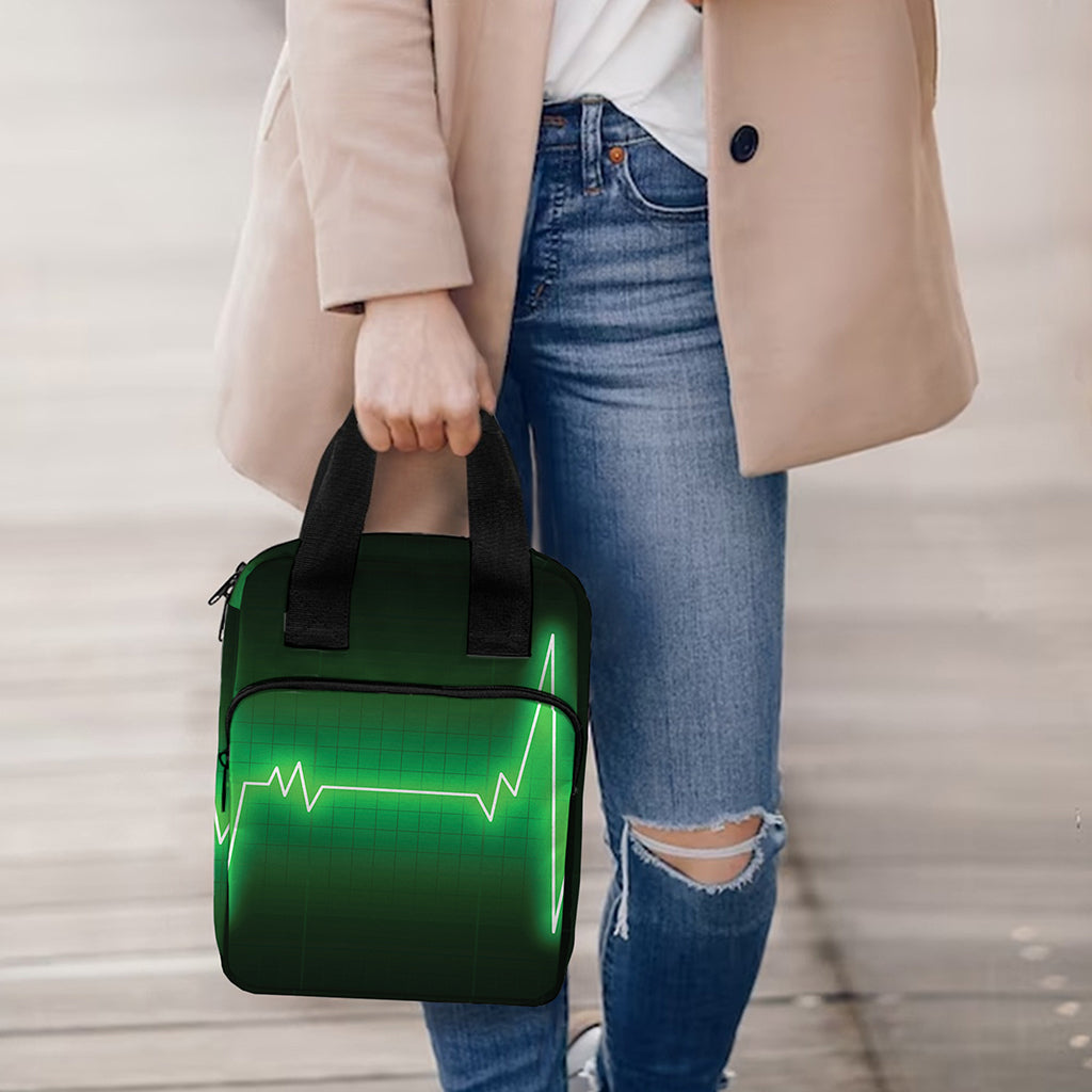 Green Heartbeat Print Bible Tote Bag