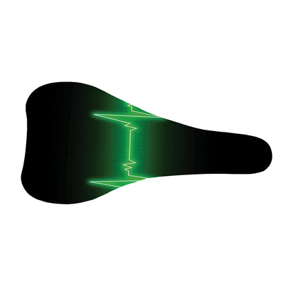 Green Heartbeat Print Bicycle Seat Cover