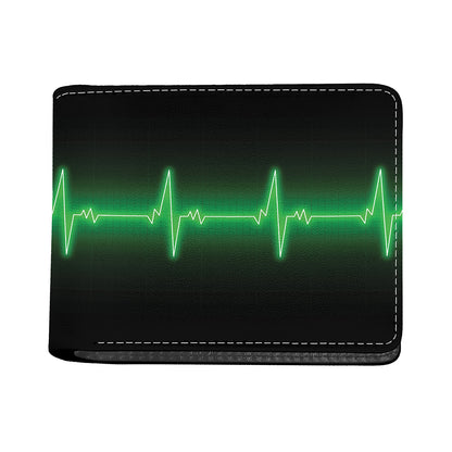 Green Heartbeat Print Bifold Wallet