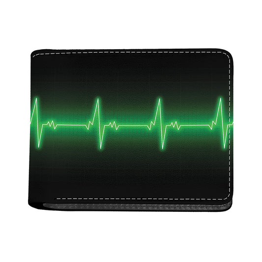 Green Heartbeat Print Bifold Wallet