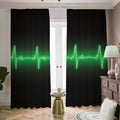 Green Heartbeat Print Dimout Pencil Pleat Curtains