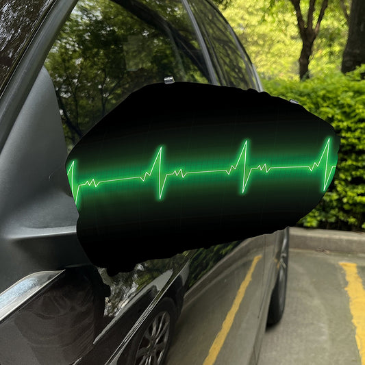 Green Heartbeat Print Car Side Mirror Covers