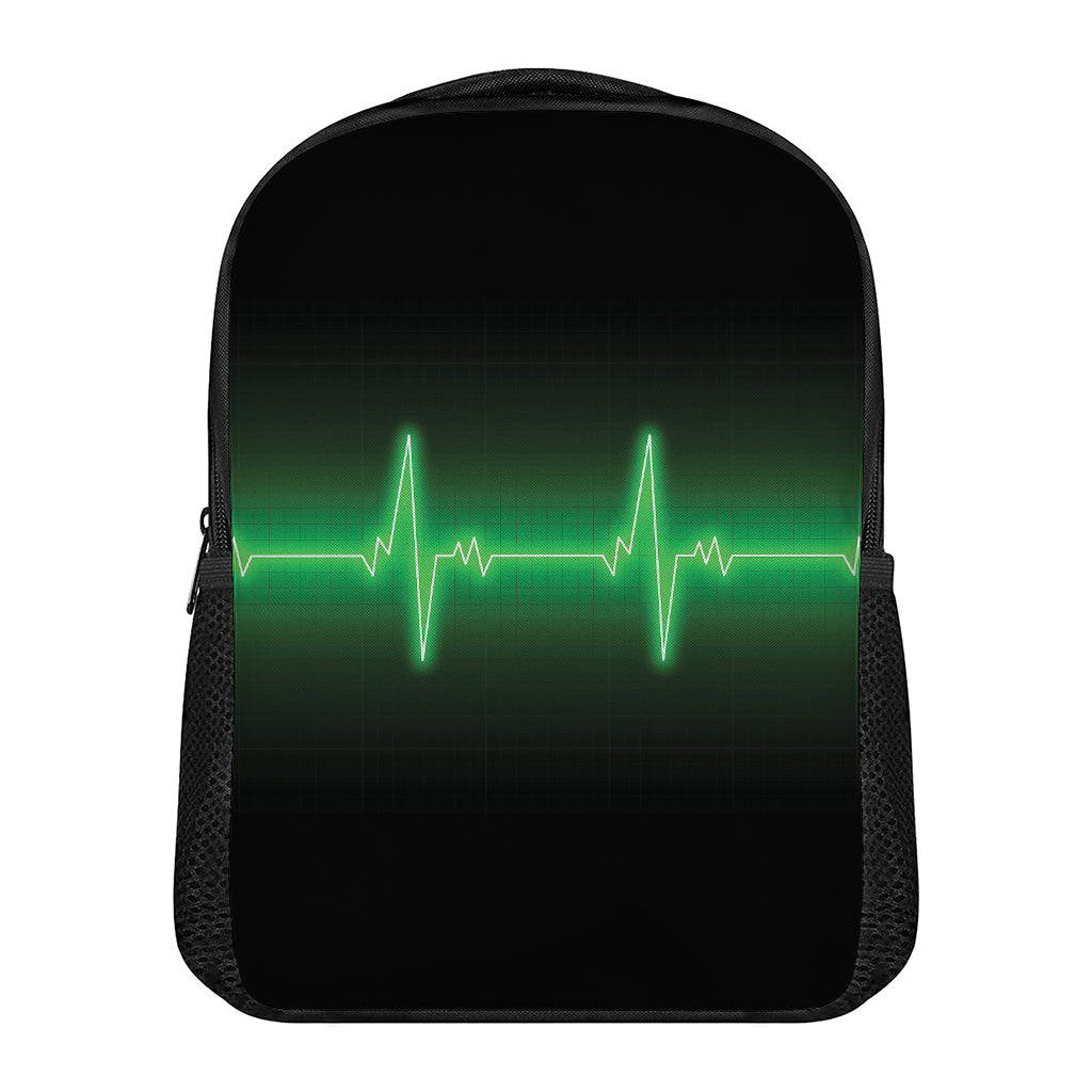 Green Heartbeat Print Casual Backpack