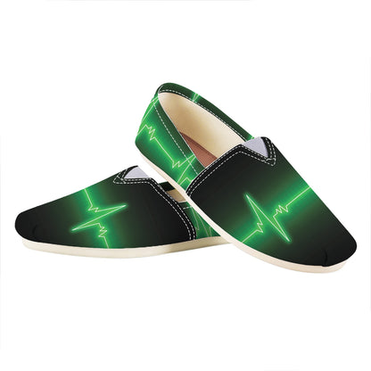 Green Heartbeat Print Casual Shoes
