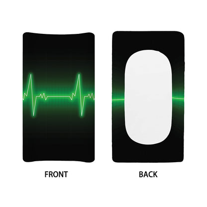 Green Heartbeat Print Changing Pad Cover
