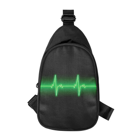 Green Heartbeat Print Chest Bag