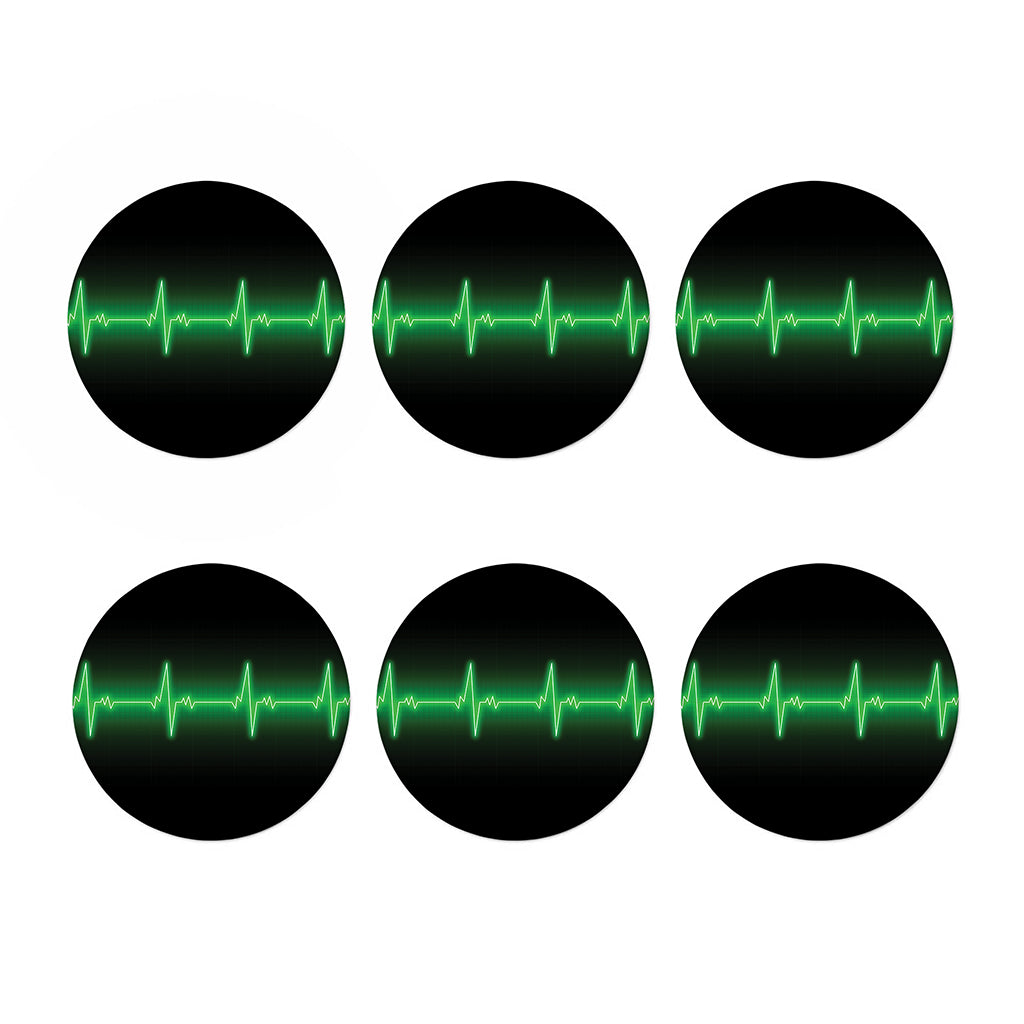 Green Heartbeat Print Coaster Set