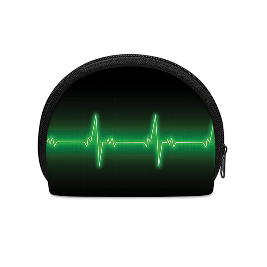 Green Heartbeat Print Coin Purse