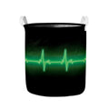 Green Heartbeat Print Collapsible Laundry Basket