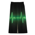 Green Heartbeat Print Cotton Front Slit Maxi Skirt