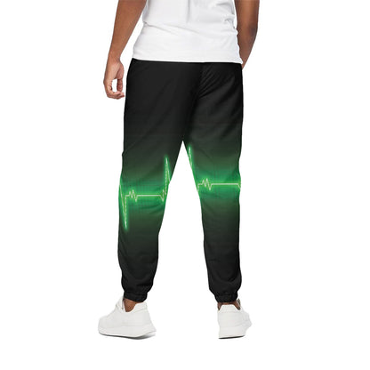 Green Heartbeat Print Cotton Pants