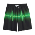 Green Heartbeat Print Cotton Shorts
