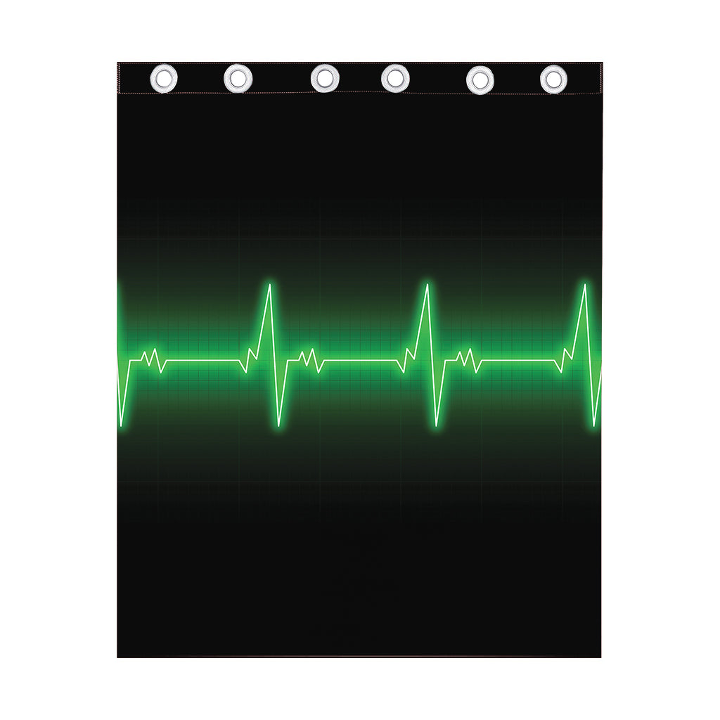 Green Heartbeat Print Curtain