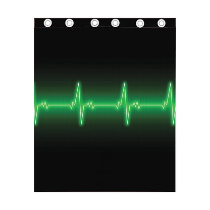 Green Heartbeat Print Curtain