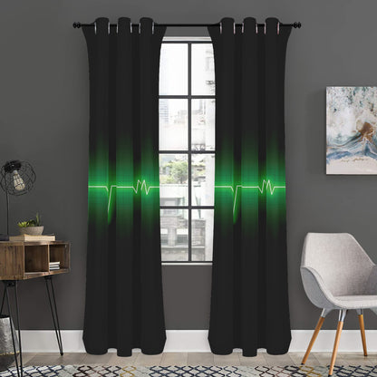 Green Heartbeat Print Curtain