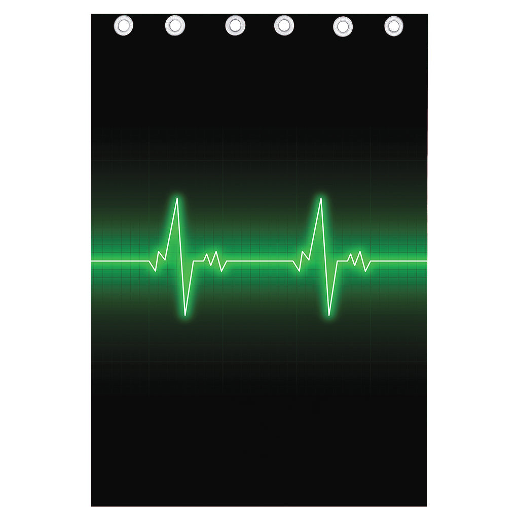 Green Heartbeat Print Curtain