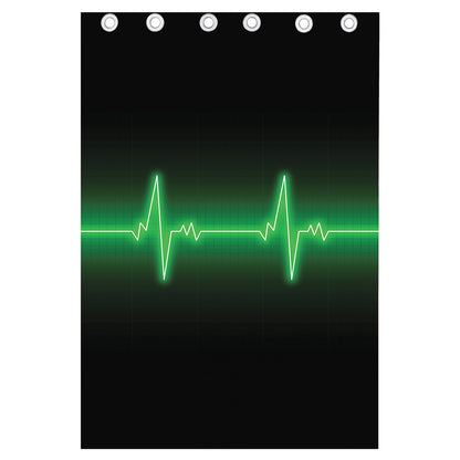 Green Heartbeat Print Curtain