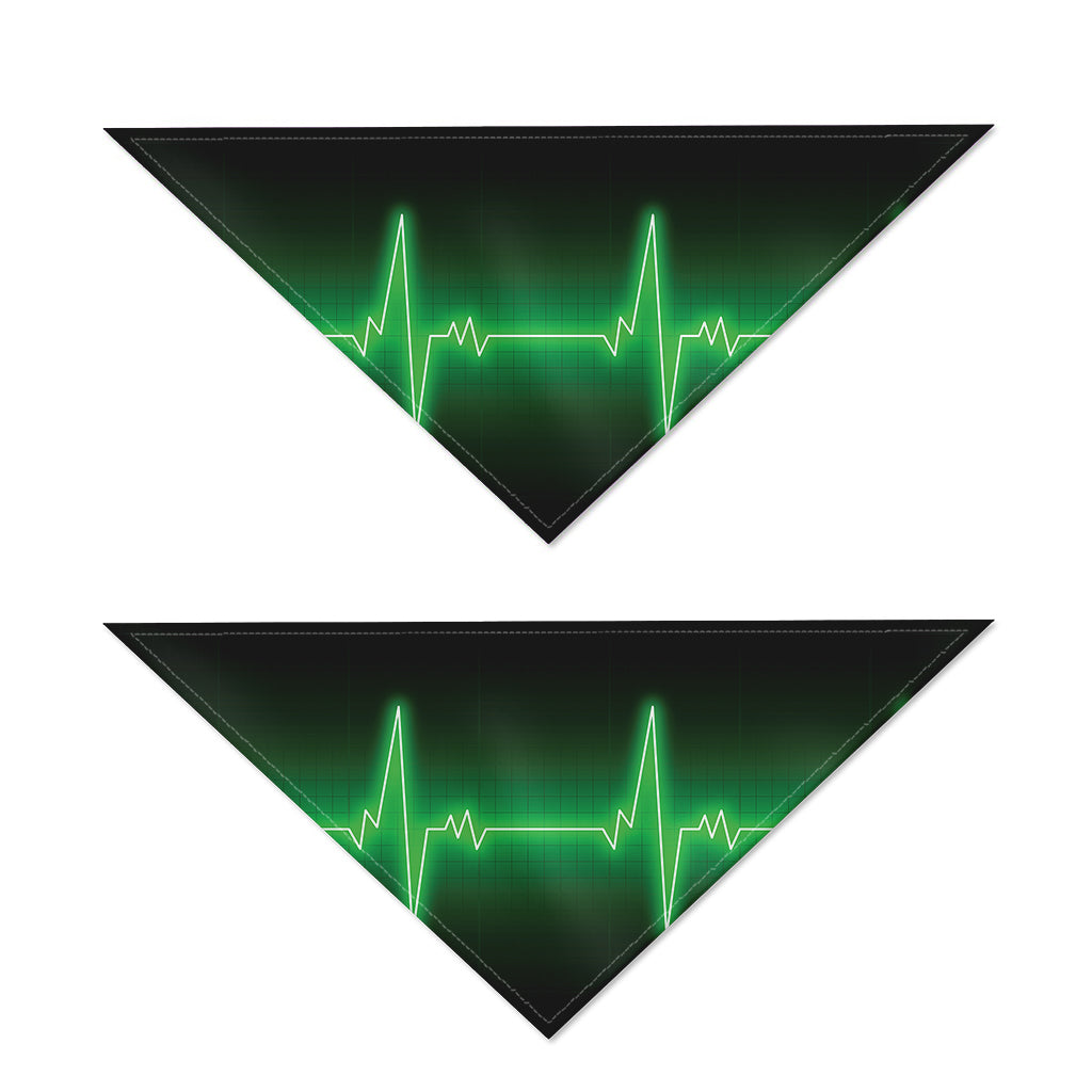 Green Heartbeat Print Dog Bandana
