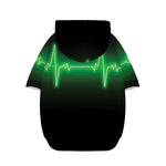 Green Heartbeat Print Dog Zip Up Hoodie