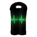 Green Heartbeat Print Double Neoprene Wine Tote