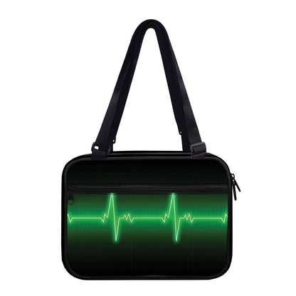 Green Heartbeat Print Double Strap Bible Bag