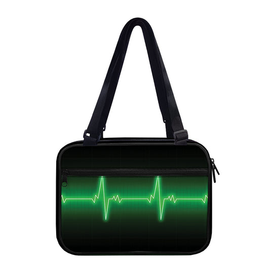 Green Heartbeat Print Double Strap Bible Bag