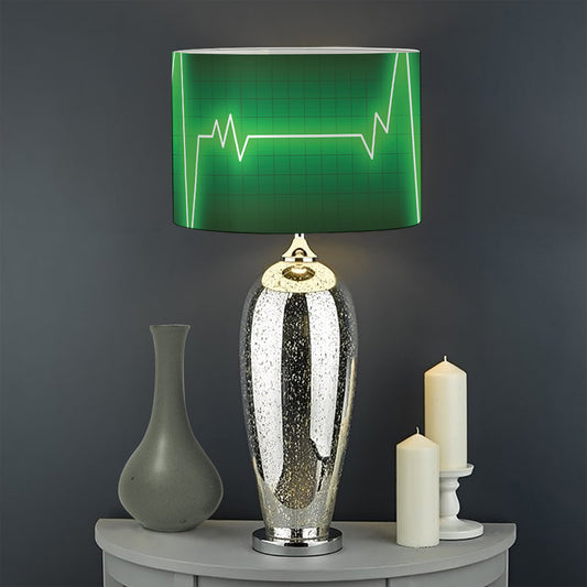 Green Heartbeat Print Drum Lamp Shade