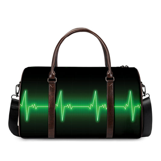 Green Heartbeat Print Duffle Bag