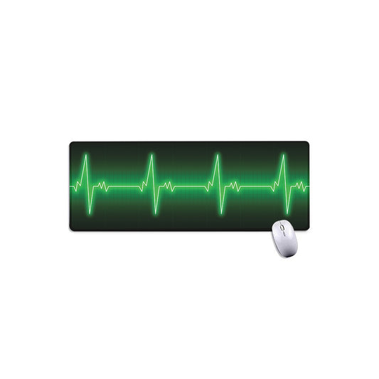 Green Heartbeat Print Extended Mouse Pad