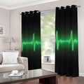 Green Heartbeat Print Extra Wide Grommet Curtains