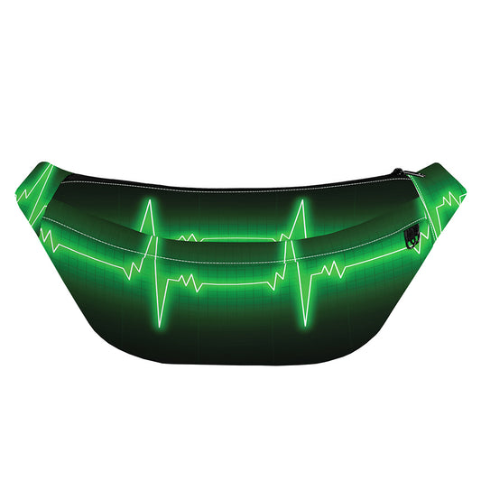 Green Heartbeat Print Fanny Pack