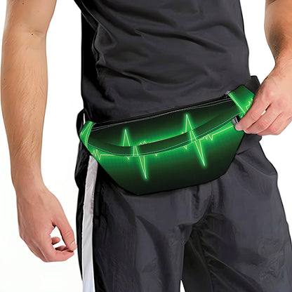 Green Heartbeat Print Fanny Pack