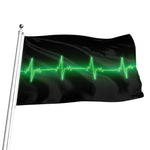 Green Heartbeat Print Flag