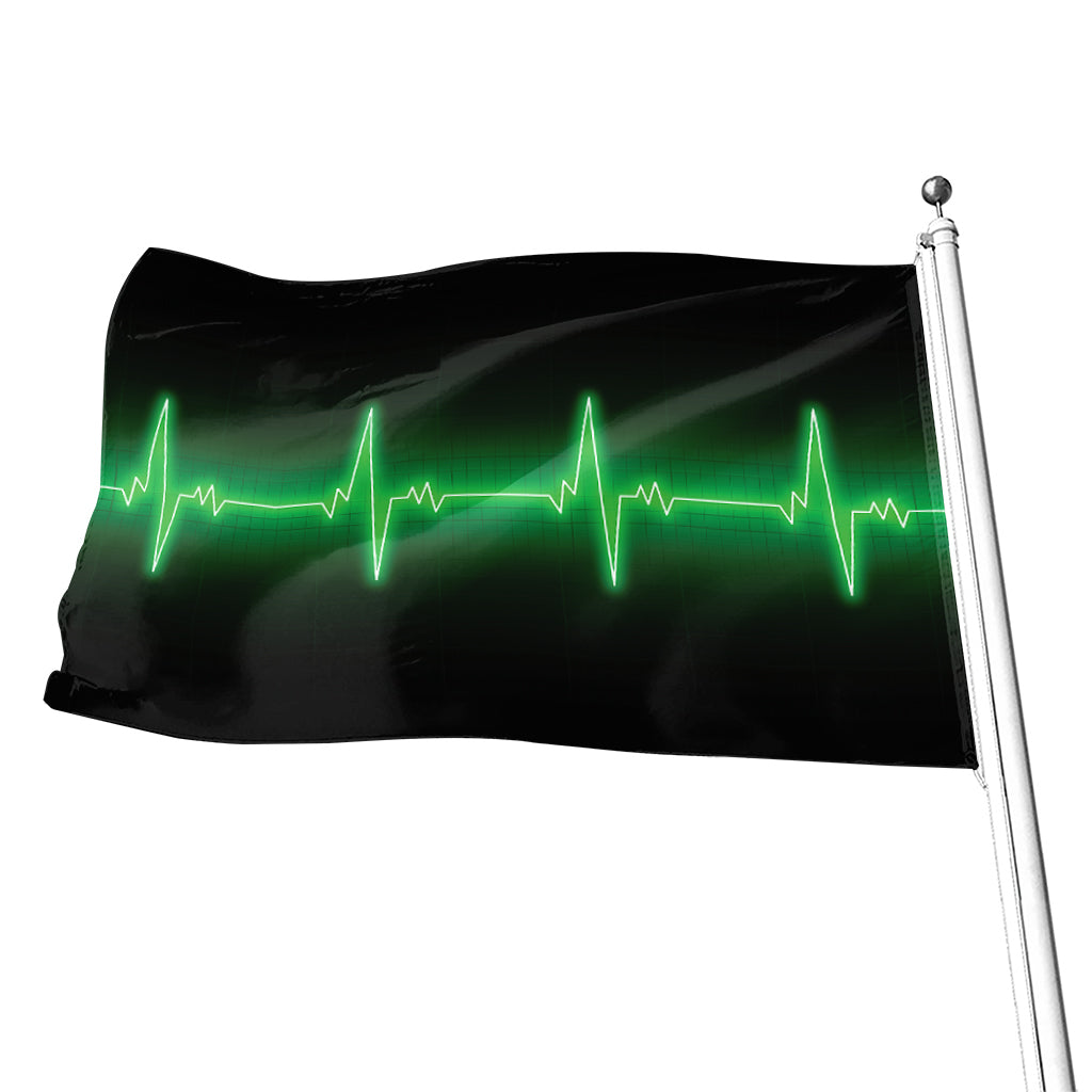 Green Heartbeat Print Flag