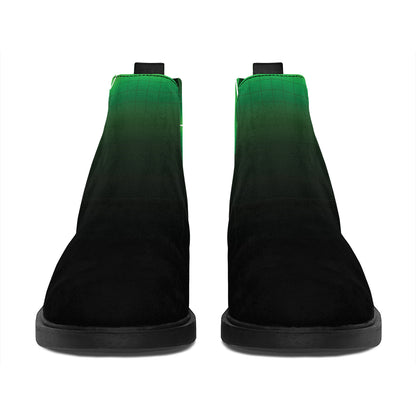 Green Heartbeat Print Flat Ankle Boots