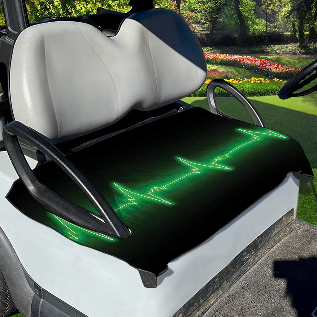 Green Heartbeat Print Golf Cart Seat Cover