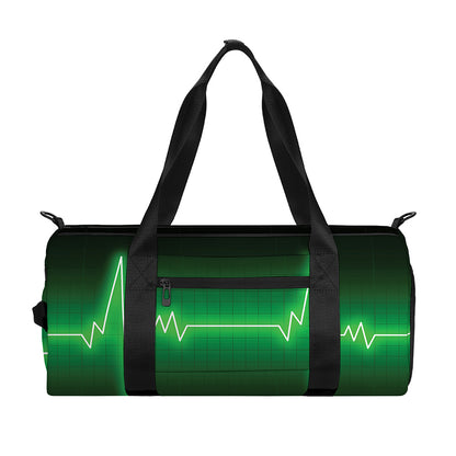Green Heartbeat Print Gym Bag