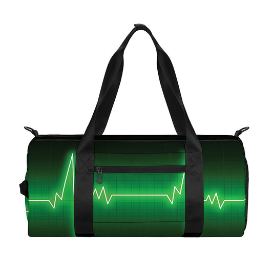 Green Heartbeat Print Gym Bag