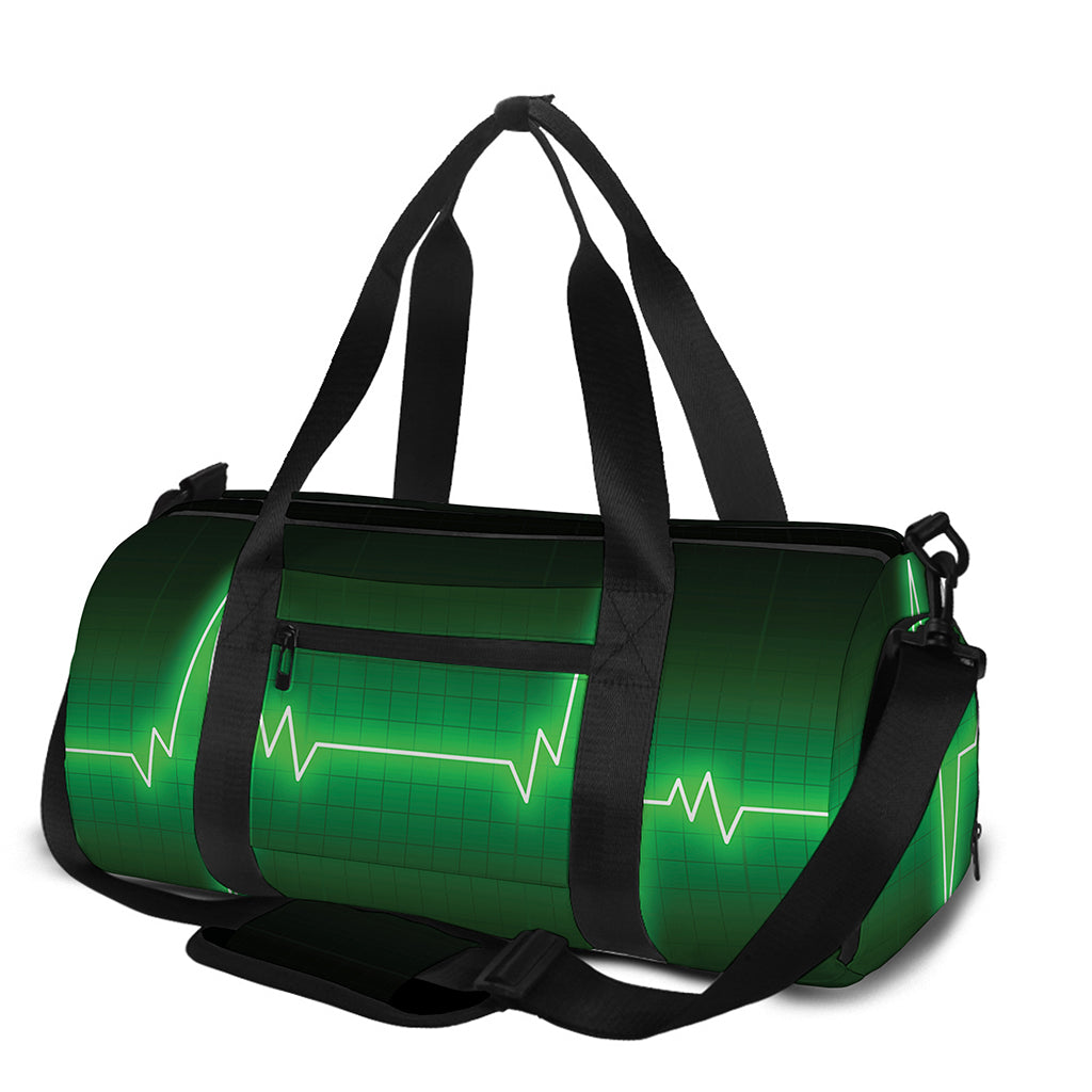 Green Heartbeat Print Gym Bag