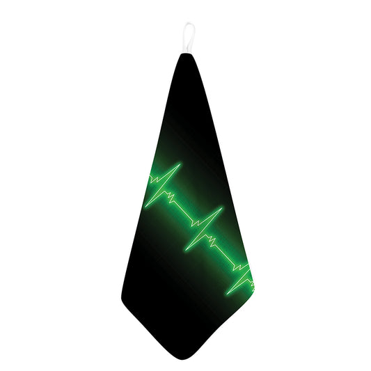 Green Heartbeat Print Hand Towel